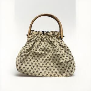 Vintage 1960s Purse Beige Wood Handle Marchioness for Macys